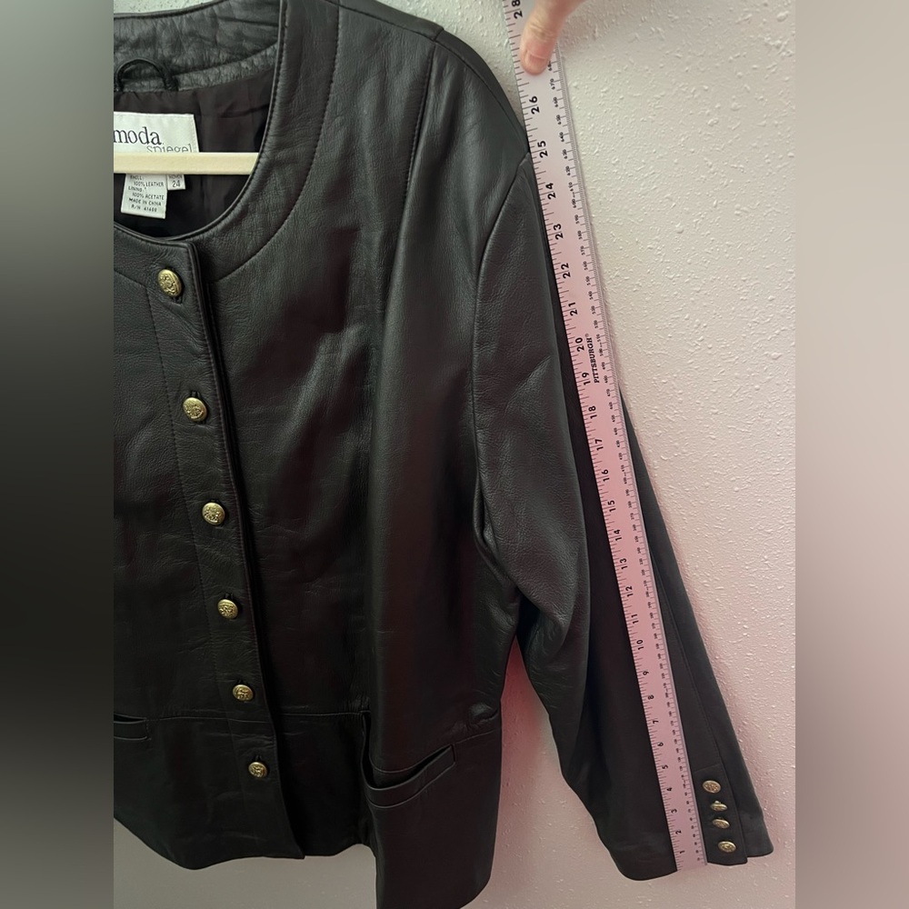 Mods Spiegel Dark Brown Leather Jacket With Gold Buttons Women’s Size 24 - Picture 12 of 12